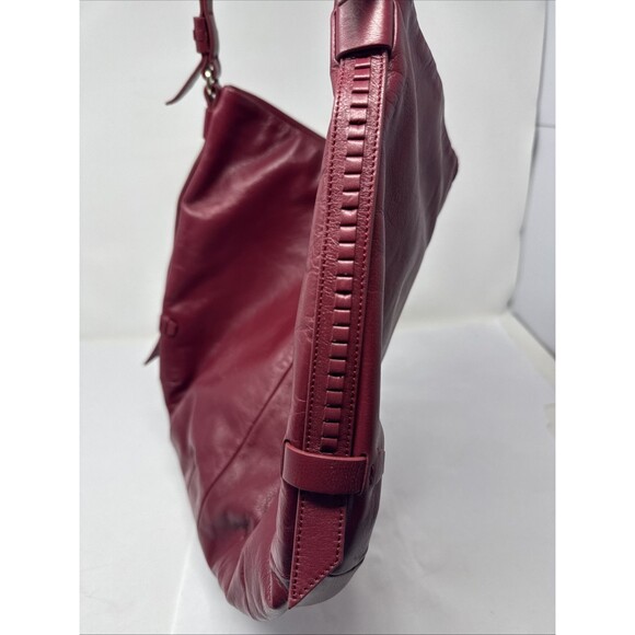 Cole Haan Red Leather Tote Shoulder Bag Purse Checkered Soft Magnetic Closure - Picture 7 of 11